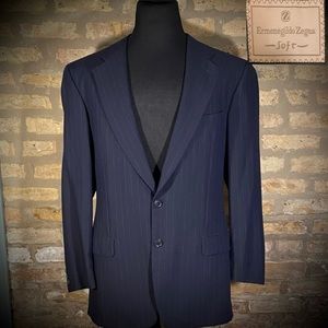 41R ERMENEGILDO ZEGNA NAVY STRIPPED WOOL BLAZER SPORT COAT MADE IN 🇨🇭 🔥🔥🔥